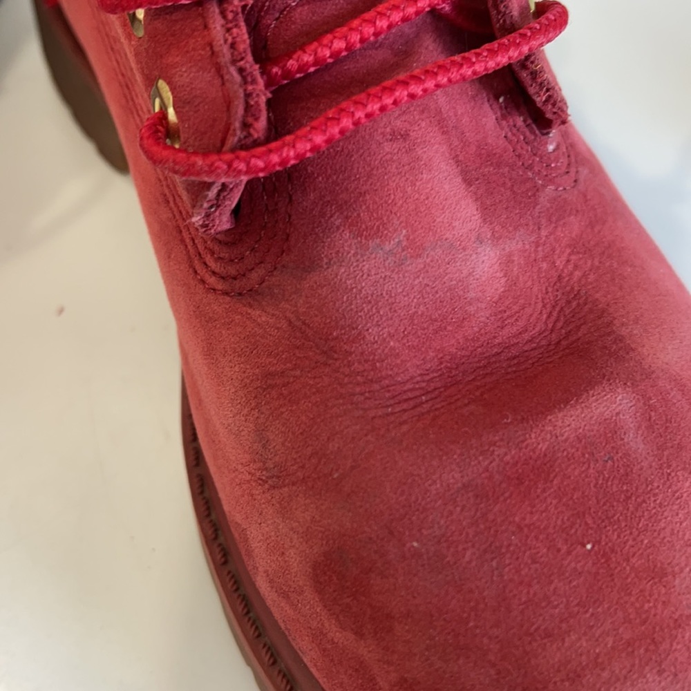 Timberland Suede leather waterproof hiking boot red Kids US 2 - Picture 5 of 15